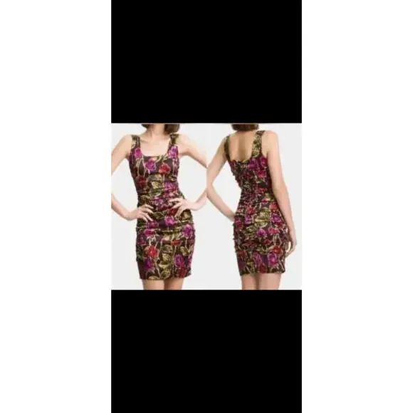 Jay Godfrey Floral Ruched Bodycon Dress Sheath Cocktail Party Size 6 - Picture 2 of 2